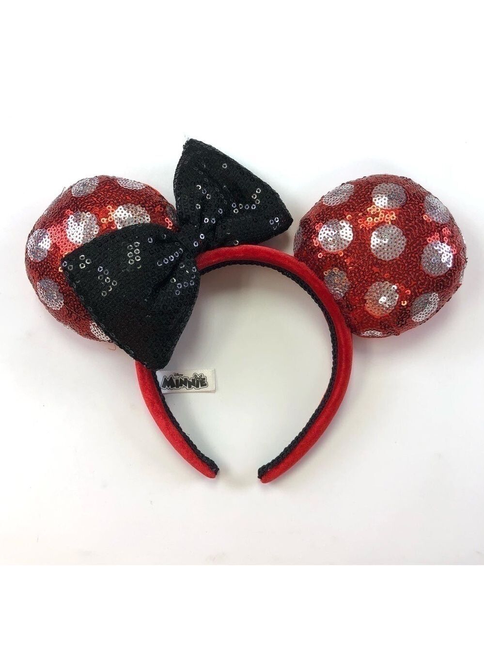 Disney Minnie Mouse ears headband black puff sequin satin velvet Disneybound